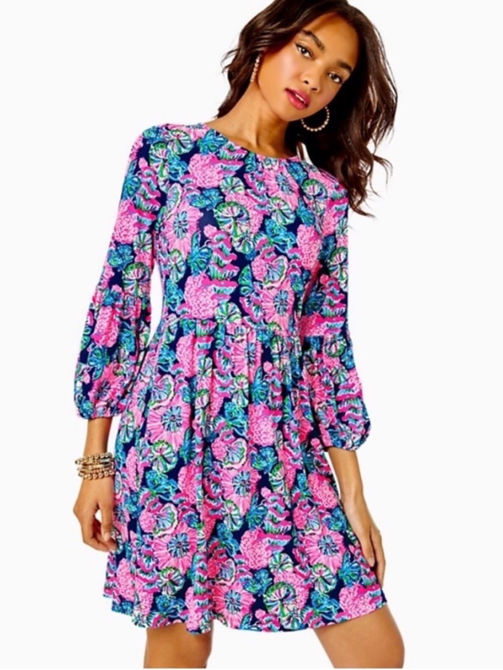 Lilly Pulitzer Auralia Dress in Oyster Bay Navy Shroom with a View. Like New.